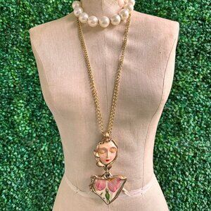 Baroque Big Pearl Necklace Choker Fashion /VINTAGE FRANCISCAN DESERT ROSE
